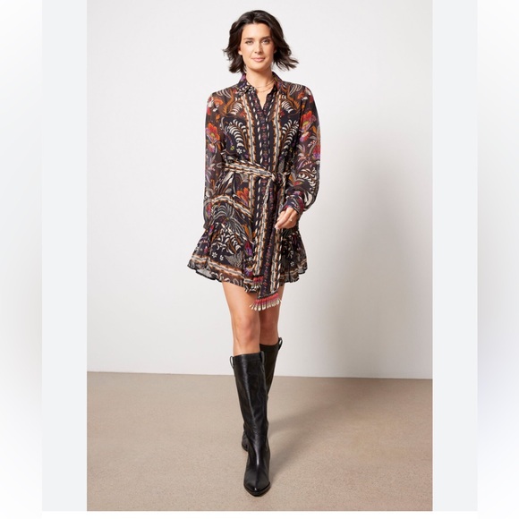 FARM RIO
CLASSIC GARDEN LONG SLEEVE MINI DRESS - SHIRT DRESS - Picture 1 of 6